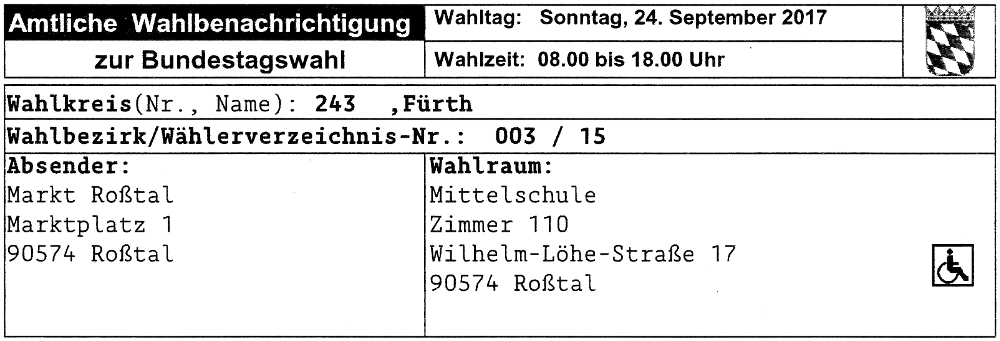 Wahlbenachrichtigung Bundestagswahl