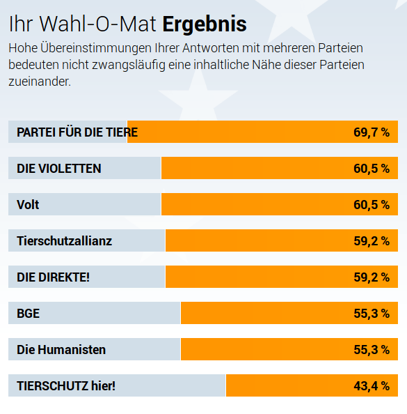 Wahl-O-Mat zur Europawahl: Ergebnis-Beispiel