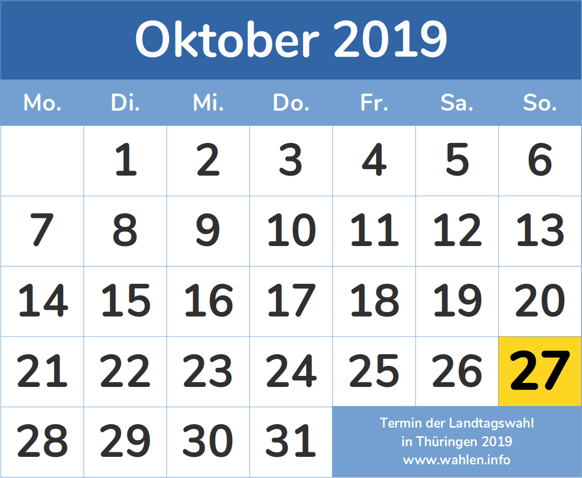 Termin der Landtagswahl in Thüringen 2019